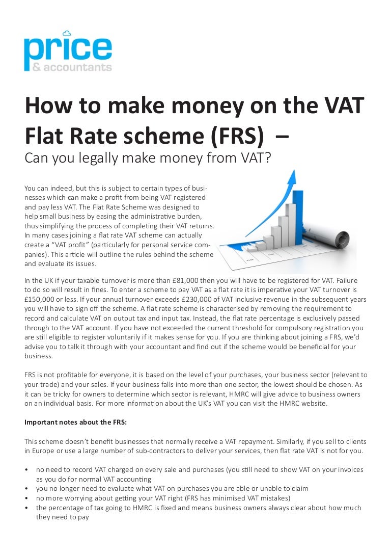 How to make money on the VAT Flat Rate scheme (FRS) Can you legally m…