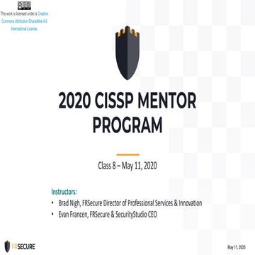 2020 FRSecure CISSP Mentor Program - Class 8