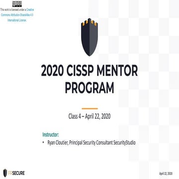 2020 FRSecure CISSP Mentor Program - Class 4