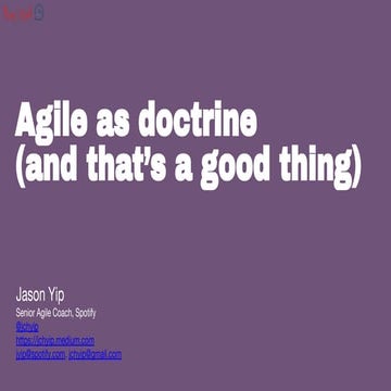 Frug'Agile 2021: Agile as doctrine (and that's a good thing)
