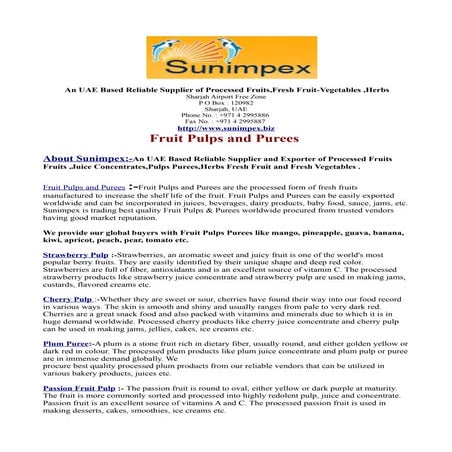 Fruit Pulps and Fruits Purees 