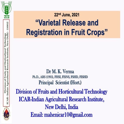 Fruit variety registration and variety release procedures