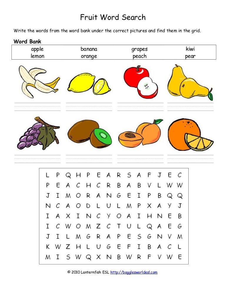 fruit wordsearch