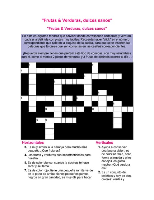pic Crucigrama De Frutas En Ingles Resuelto crucigrama de frutas verduras