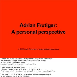 Frutiger talk