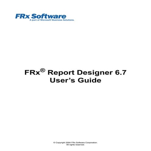 FRX Version 6.7 User Manual and Guide