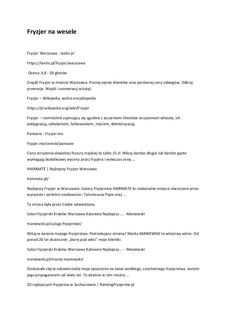Fryzjer Na Wesele