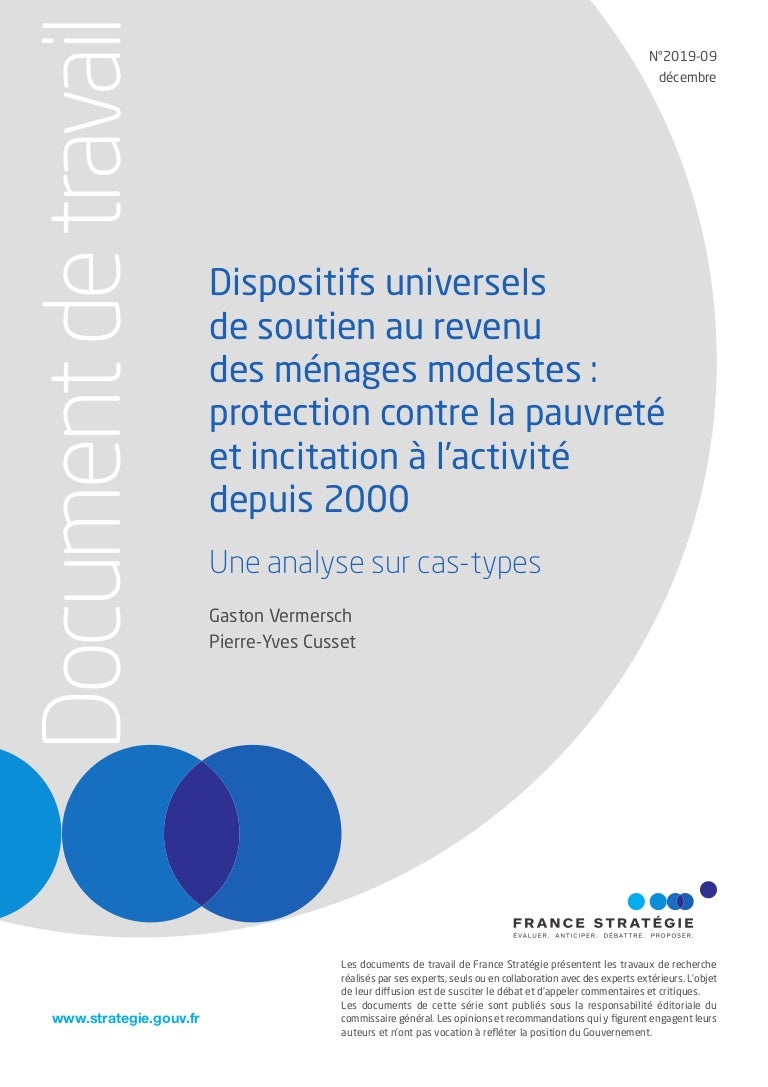 Dispositifs Universels De Soutien Au Revenu Des Menages