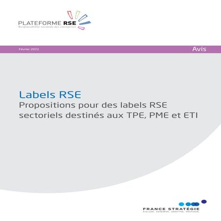 Avis de la Plateforme RSE - Labels RSE. Propositions pour des labels ...