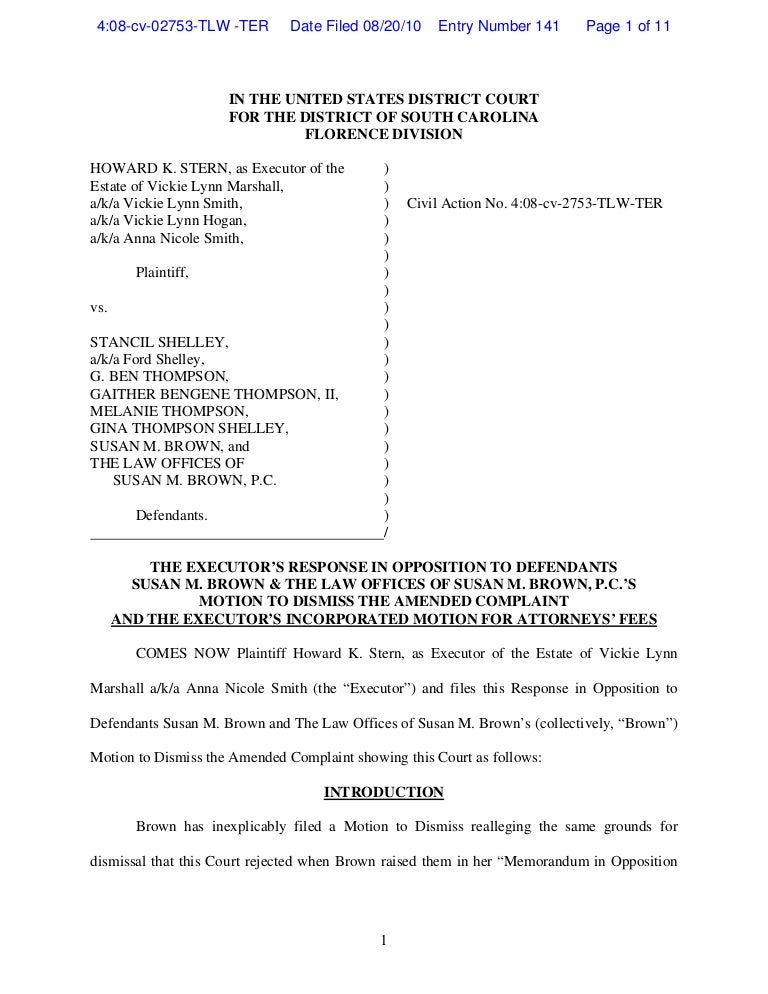Stern response to motion to dismiss 8 20 10