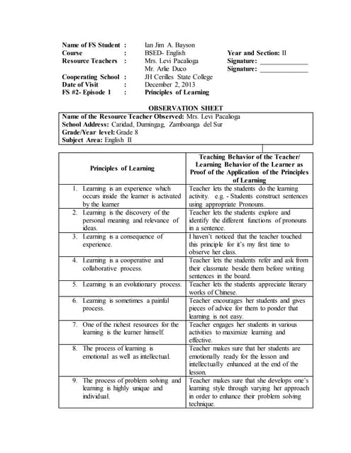 Practice Teaching Portfolio Episode 1 | DOCX