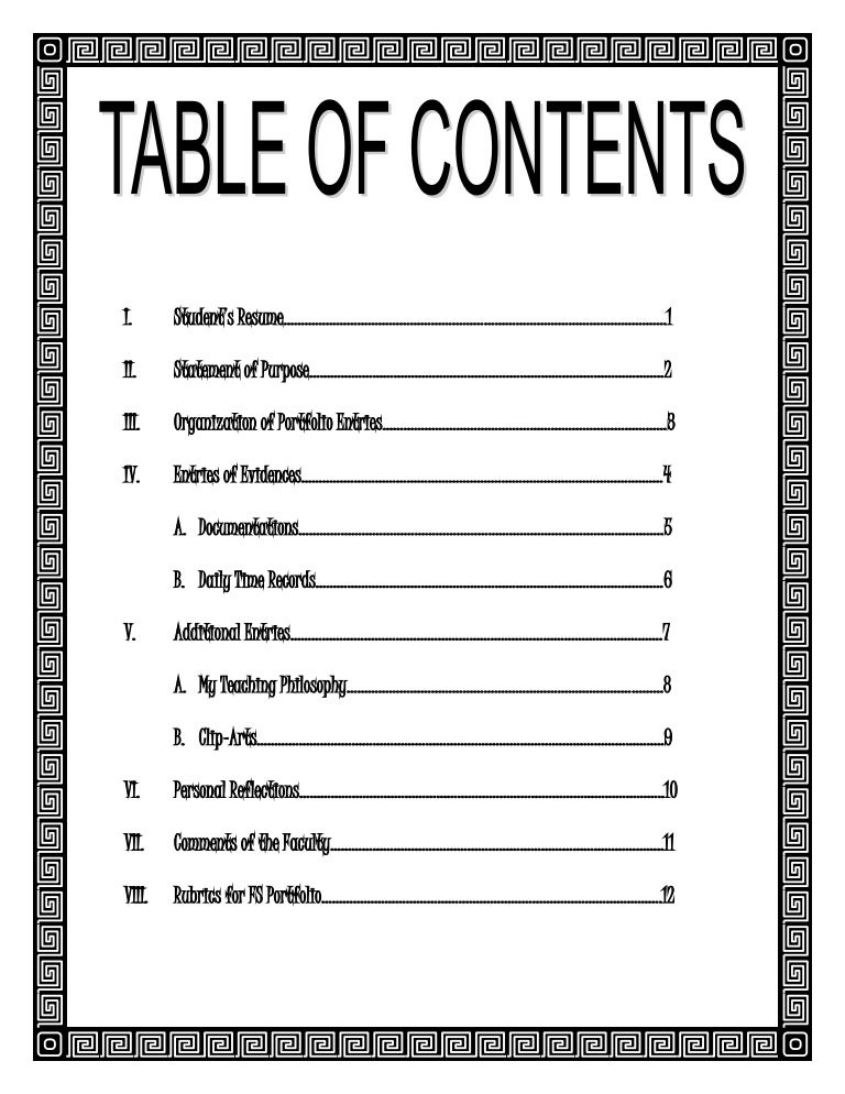 portfolio cover page samples