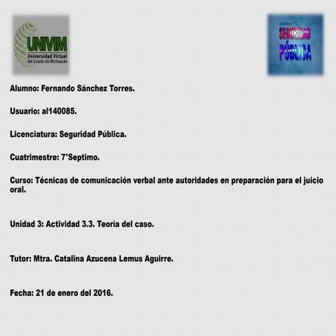 F sanchez, act 3.3,teoria del caso