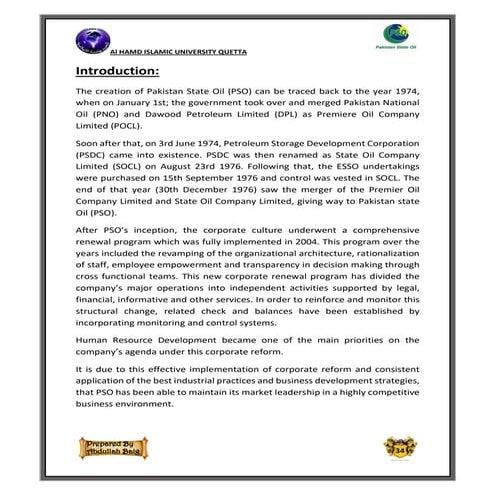 Financial Statement Analysis of PSO