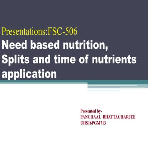 Fsc 506-need based nutrition,-splits and time of nutrients application