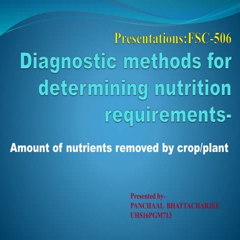 diagnostic methods for determining nutrition requirements