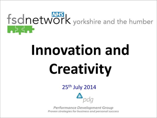  Innovation and creativity in the NHS