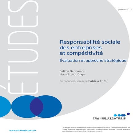 « Responsabilité sociale des entreprises et compétitivité : évaluation et app...