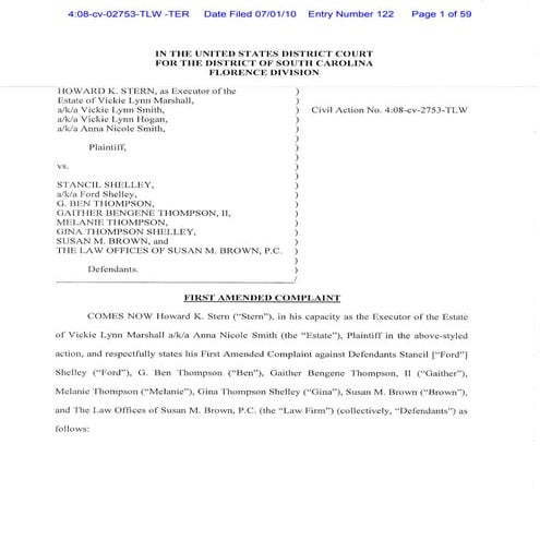 S Carolina -  first amended complaint 7-1-2010