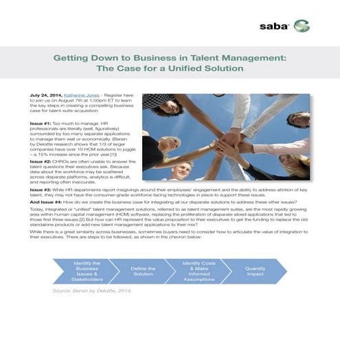 Getting Down to Business in Talent Management: The Case for a Unified Solution