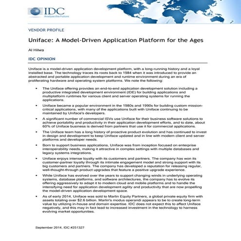 Uniface: A Model-Driven Application Platform for the Ages
