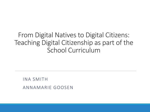 Digital Citizenship: Information, Communication and Media Literacy
