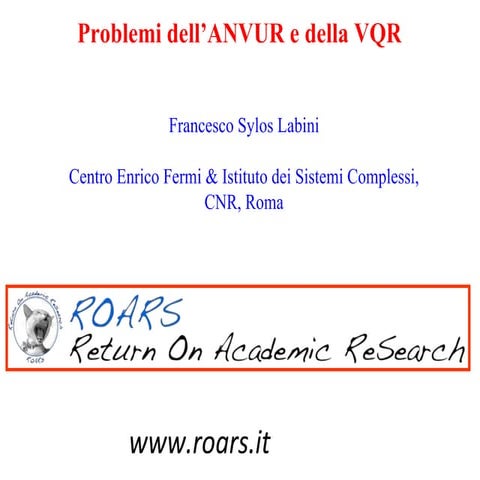 Valutazione ANVUR e VQR