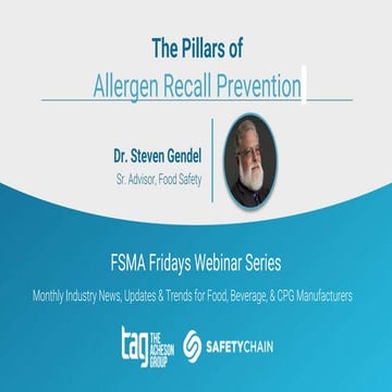 The Pillars of  Allergen Recall Prevention