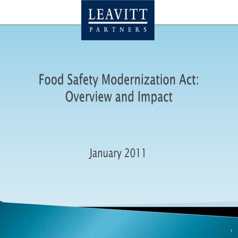 David Acheson's Webinar Slides on Food Safety Legislation