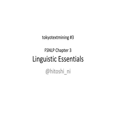 FSNLP Ch.3 Linguistic Essentials