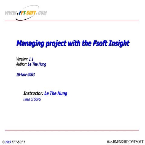 Managing project with the Fsoft Insight