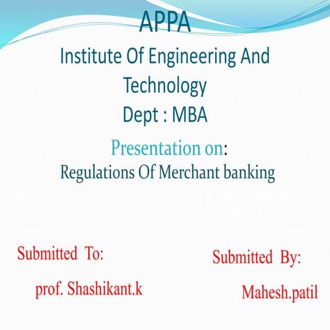 Regulation of Merchant banking