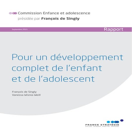 Pour un développement complet de l'enfant et de l'adolescent