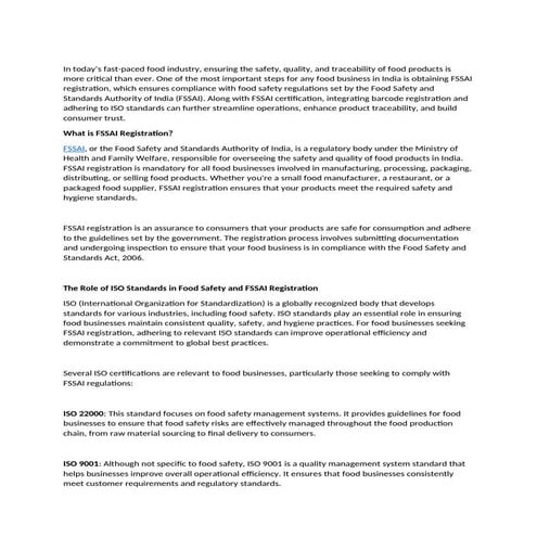 The importance of FSSAI Registration | PPTX