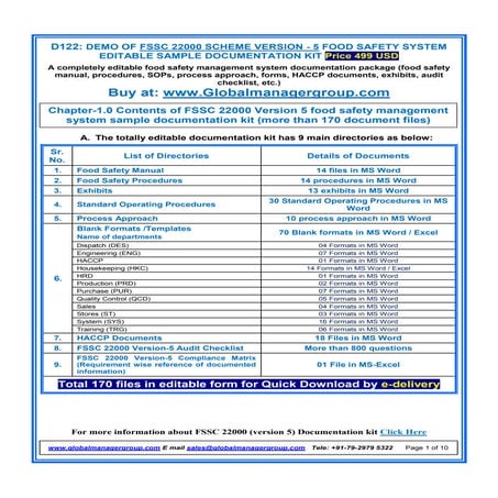 Document Requirements for FSSC 22000 (Version-5) | PDF