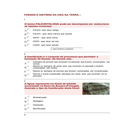 Fósseis e história da vida na terra