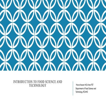 introduction to food science and technology