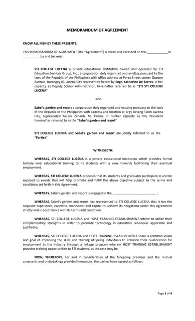 Ojt moa form PDF