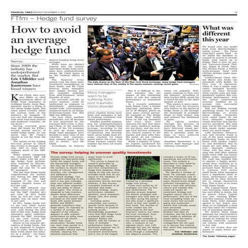 Financial Times - How to avoid an average hedge fund