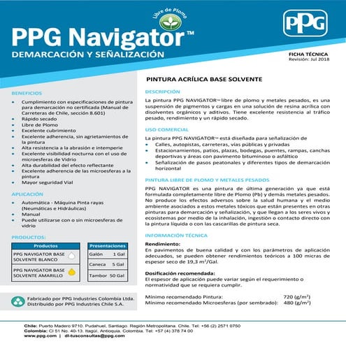 Ft ppg-navigator-base-solvente 2018-chile | PDF
