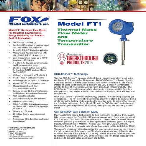 Thermal Mass Flowmeter and Temperature Transmitter