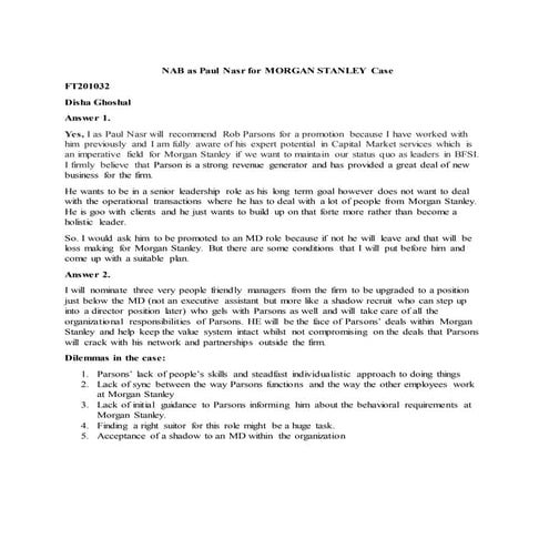 NAB as Paul Nasr for MORGAN STANLEY Case