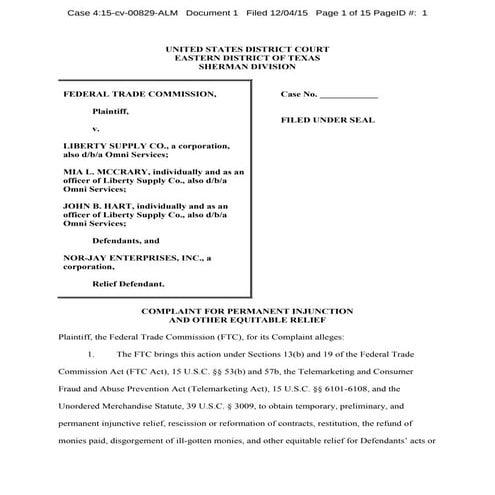 FTC Office Supply Lawsuit - Scam Against Small Business