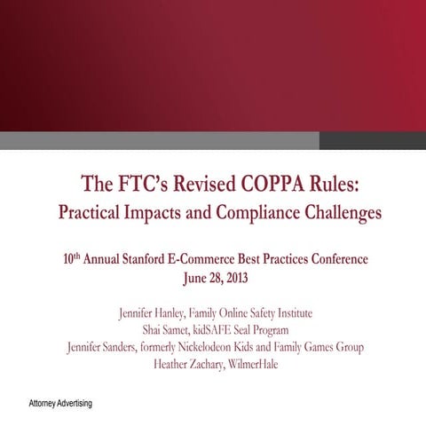 The FTC’s Revised COPPA Rules (Stanford Presentation)