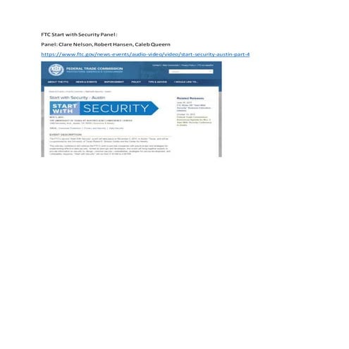 FTC Start with Security: Panel