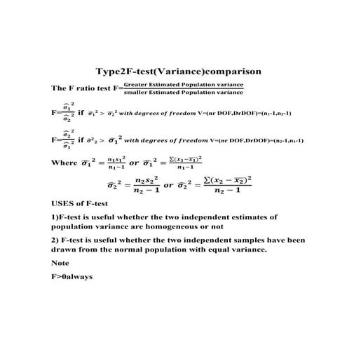 F- TEST, Properties, Uses, and the Examples | PPTX