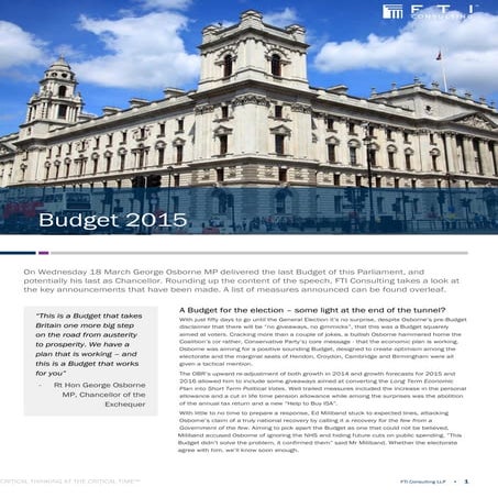FTI Consulting - The Budget 2015