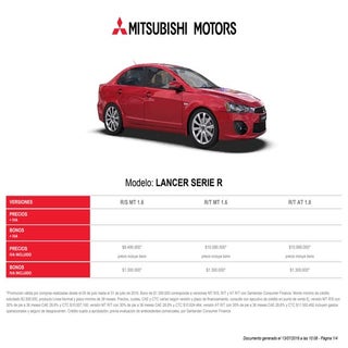 Ficha técnica Lancer FL my17