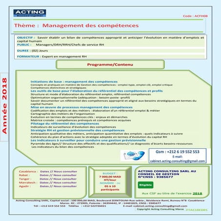 Fiche technique Formation : Management compétence | PDF