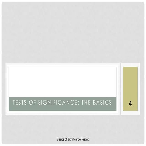 Tests of Significance: The Basics Concepts